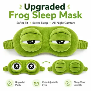 【Upgraded】3D Frog Sleep Mask, Cotton-Plush Soft Cute Cartoon Eyeshade, Better Light Blocking for Worry-Free All-Night Sleep, Adjustable Strap Portable Blindfold for Travel, Naps, Bedtime, Fun Adult Gift