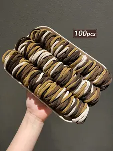 100pcs Hair Ties for Women and Girls, High Elasticity Rubber Bands for Ponytails, Vintage Elegant Style Hair Accessories, Scrunchie