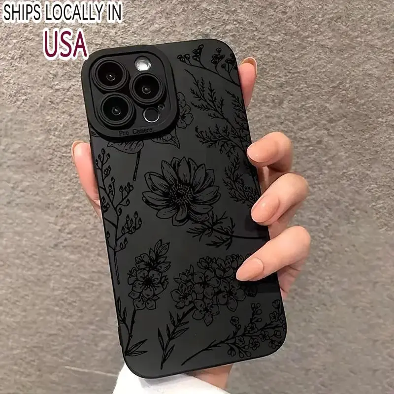 Flower Pattern Smartphone Case - Anti-Drop, All-Inclusive Shockproof Protection Casing, Easy-Care Mobile Phone Accessories for iPhone 11 12 13 14 15 17 Pro Max, Handheld, Tpu