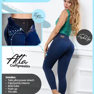 Atta Strive Jeans with 4 Bottoms Faja Panty Effect Push Up Compression Ultra Power Stretch Bota Tubo Tiro Alto Denim