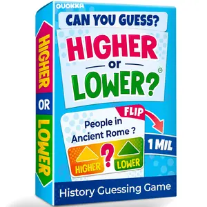 QUOKKA Trivia Quiz Cardboard Cards Game - Ages 10+ Family Game, Tabletop Activity to Challenge History Knowledge via Higher or Lower Mechanic