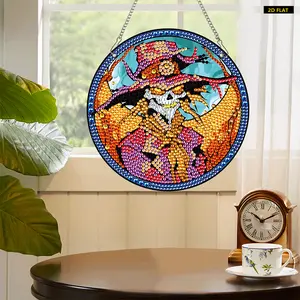5D DIY Halloween Special Shape Pumpkin Carriage Diamond Painting Kit, Flat 2D Rhinestone Dot Hangable Pendant Set for Handicraft Gifts, Modern Decoration & Window Ornaments
