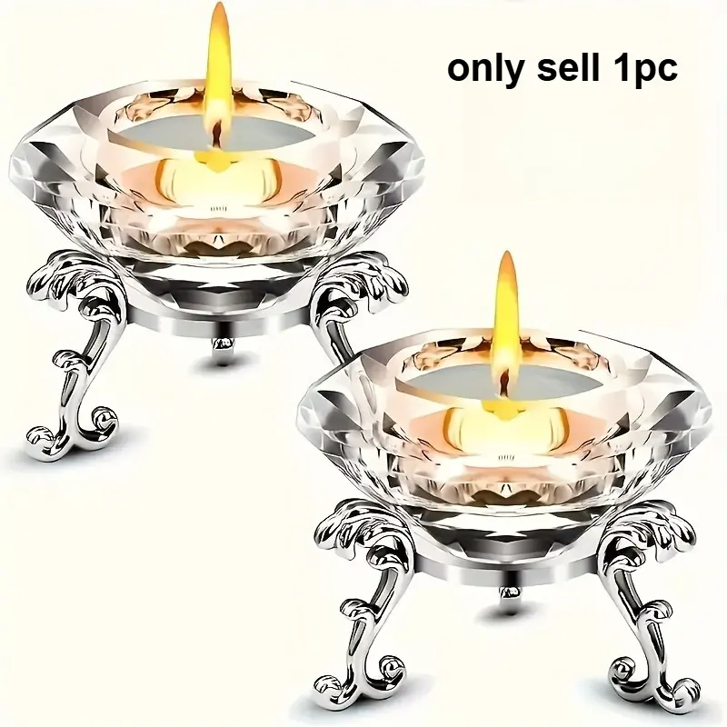 Transparent crystal diamond candlestick with metal bracket, Candle Holders, is an ideal choice for home, office and party decoration.