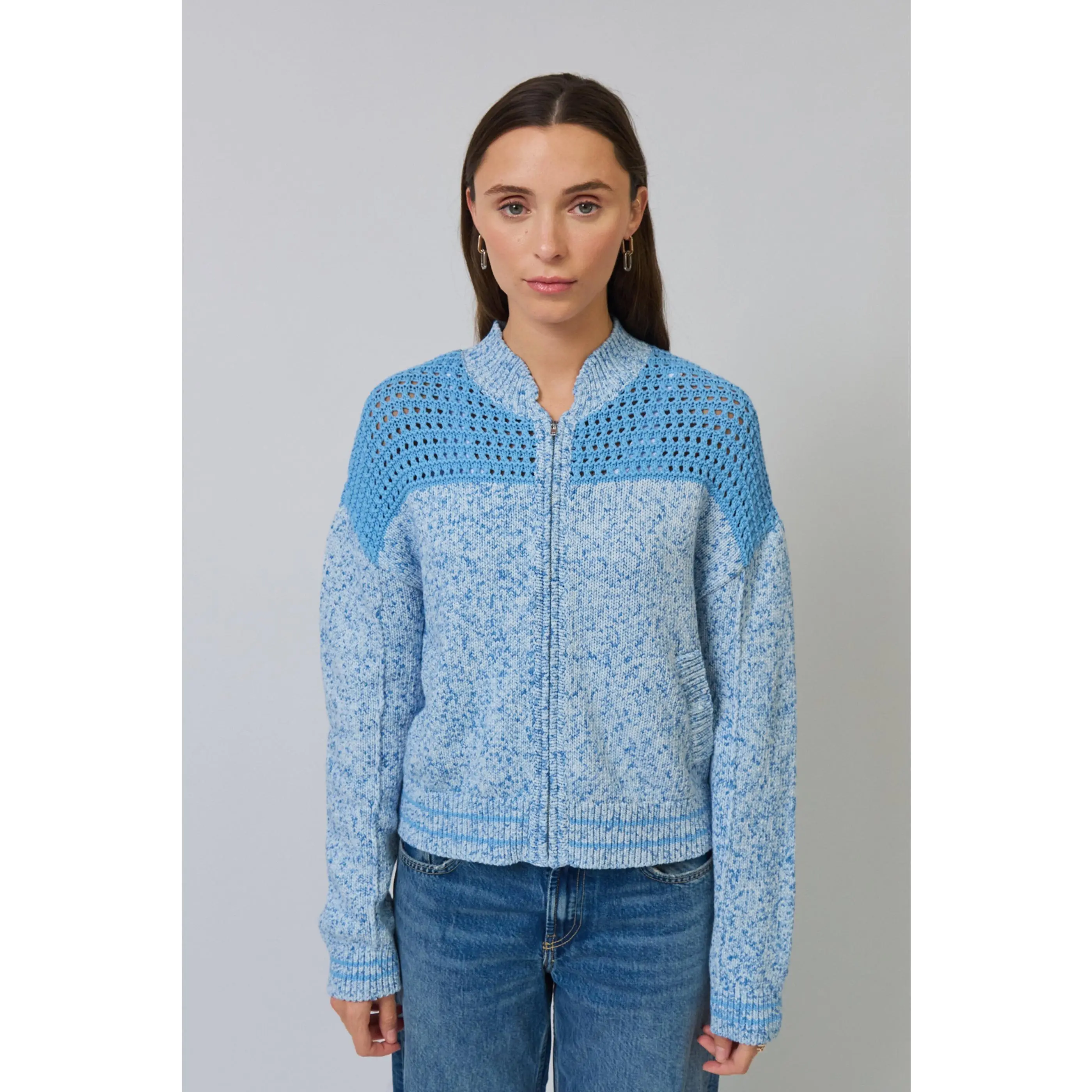 Clover Mesh Sweater Bomber