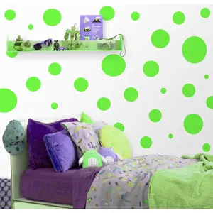 Lime Green Wall Dots (63) Polka Dot Wall Decals