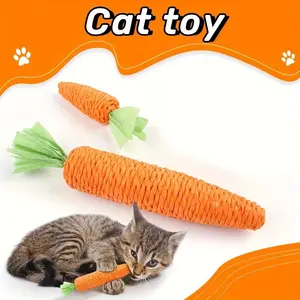 Carrot-Shaped Cat Chew Toys with  Bell, Interactive Paper Rope Pet Toys for Kittens & Cats, Durable Playtime Accessories