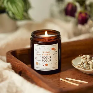 Hocus Pocus Halloween Candle - Cute Illustrated Candle Gift - Scented Apothecary Candle