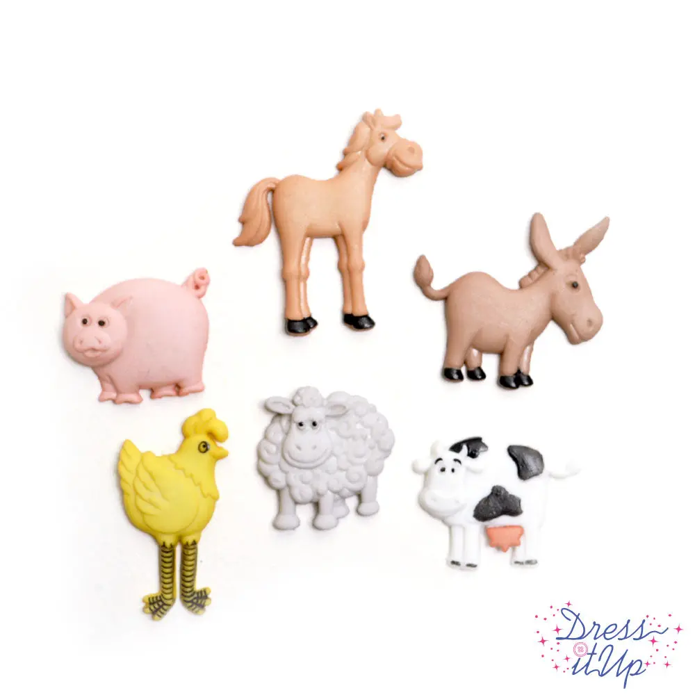 Funny Farm Animal Buttons