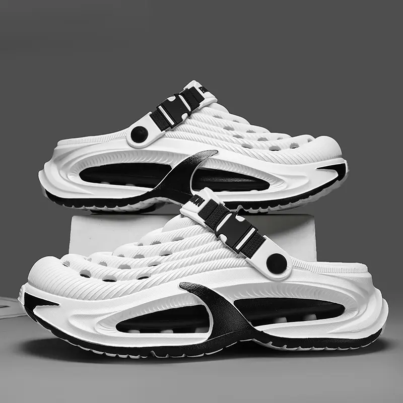 Men's Closed Toe Clogs Sandals - Thick Sole Breathable Hollow Design, Lightweight Slip On Water Shoes with Adjustable Strap, Comfortable Outdoor Walking Beach Garden Shoes