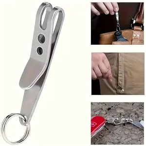 5pcs Stainless Steel Pocket Hanging Clip, Floating Clip Keychain with Key Ring