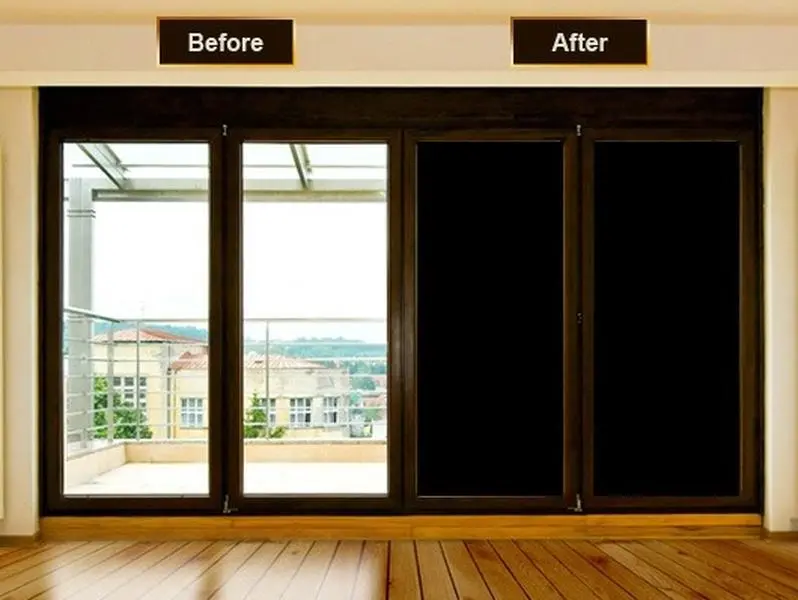 2Ply Blackout Privacy Film 24in x 5ft 60x150cm Static Cling Window Tint Home Office Heat Resistant Auto