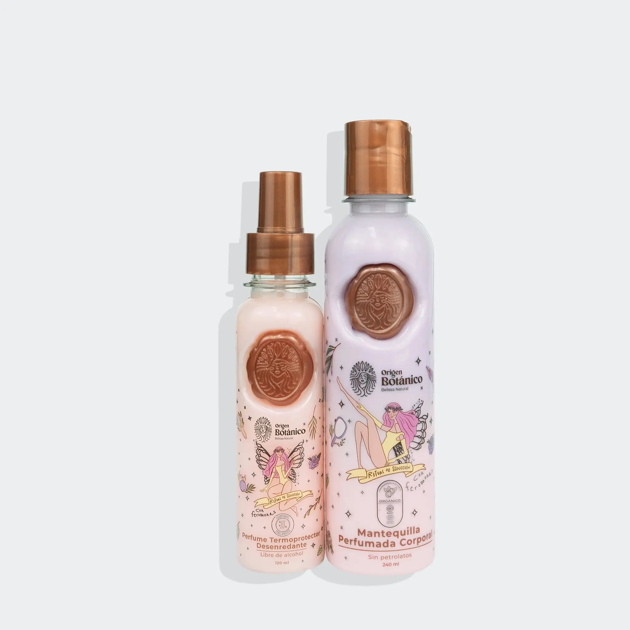 Origen Botanico Seduccion Combo Cosmetic Set - 240ml Body Butter (Buttery Soft Moisture, Added Fragrance), 120ml Heat Protectant Detangling Hair Perfume, Hair & Body Care Lotions, Added Fragrance Body Butters