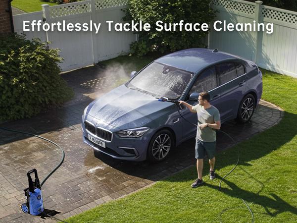 4200PSI Electric Pressure Washer with Foam Cannon - 1500W High Power, 2.6GPM Flow, Adjustable Spray, Compact Wheel Design for Home & Outdoor Use