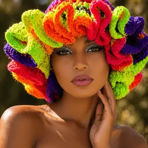 Color Stylish Crochet Ruffle Hats
