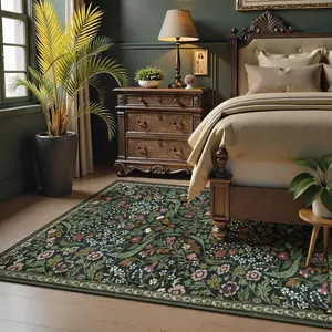 Floral Pattern Carpet, 1 Count Non-slip Creative Fashion Floor Mat, Decorative Area Rug for Home Living Room Bedroom Hotel Dormitory