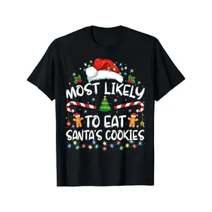 Most Likely to Eat Santa's Funny Christmas T-Shirt graphic tee men's t shirts funny graphic tee good graphic tees Oversized Tshirt
