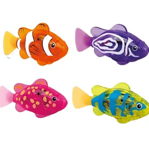 4PCS Swimming Robot Fish with LED Lights - Interactive Robotic Light-Up Fish Toy, Waterproof Neon Disco Fish for Bath Pool Aquarium, Colorful LED Electronic Pet