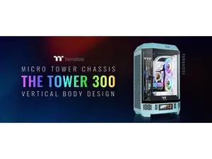 Thermaltake Tower 300 Turquoise Micro-ATX Case; 2x140mm CT Fan Included; Support Up to 420mm Radiator; Horizontal display capable with optional Chassis Stand Kit/Optional LCD Kit; CA-1Y4-00SBWN-00