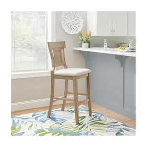 Linon Home Brooklyn Solid Wood Upholstered BarStool