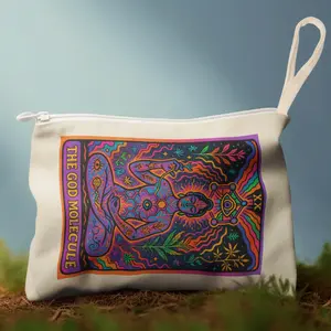 The God Molecule Tarot Accessory Zipper Pouch, Psychedelic Meditating Figure Make-up Bag