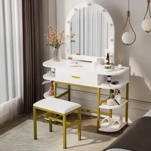 Beauitful White Vanity With Side Shelves