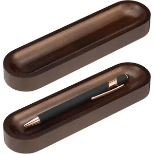 Set of 2 Black Walnut Pen Tray  Pen Holder Wooden Pencil Holder for Desk Multiple Use Desk Writing Stationary Organizer Office School Supplies Storage