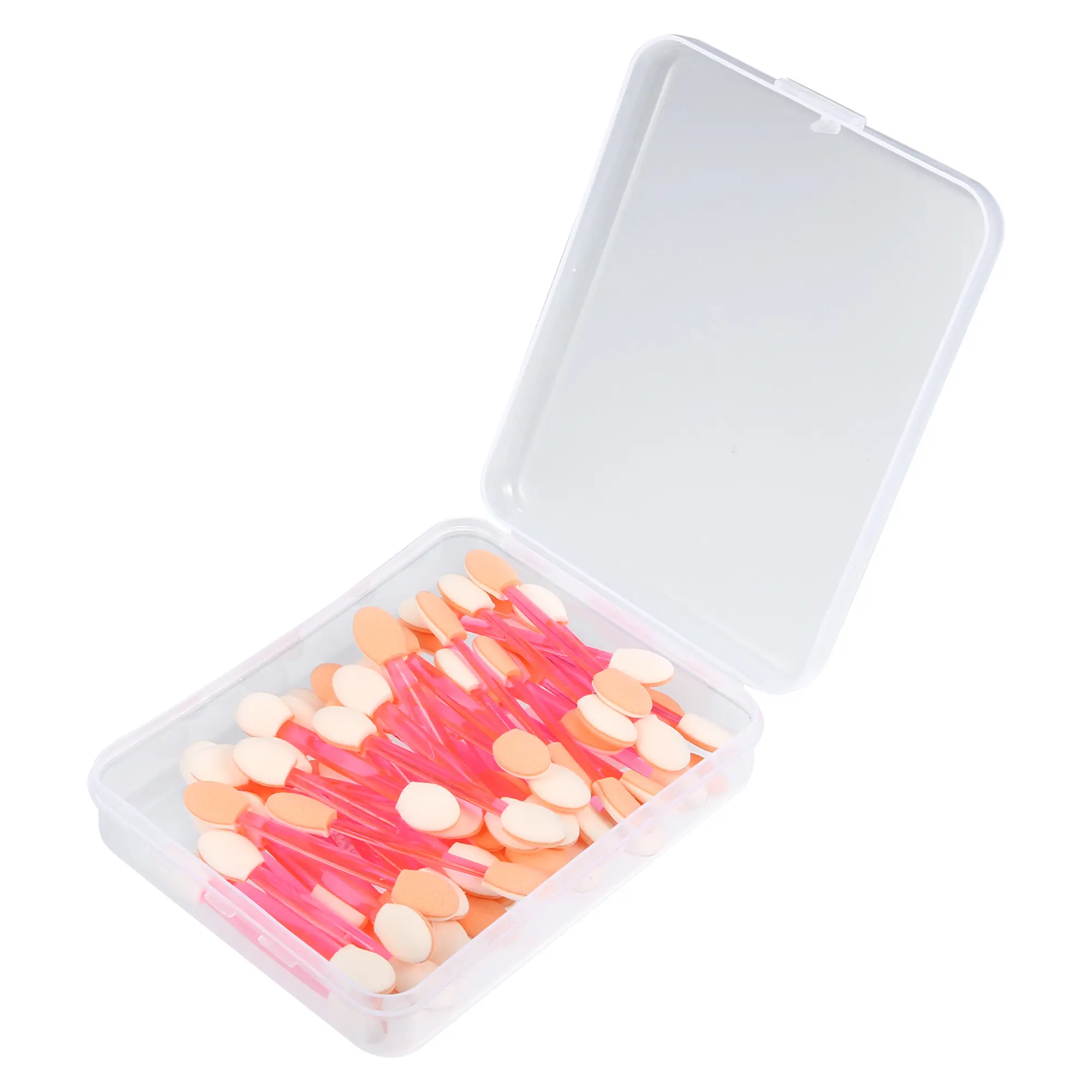 VOCOSTE 50 Pcs Dual Sides Eye Shadow Sponge Applicators with Container, Eyeshadow Brushes Makeup Applicator, Pink White