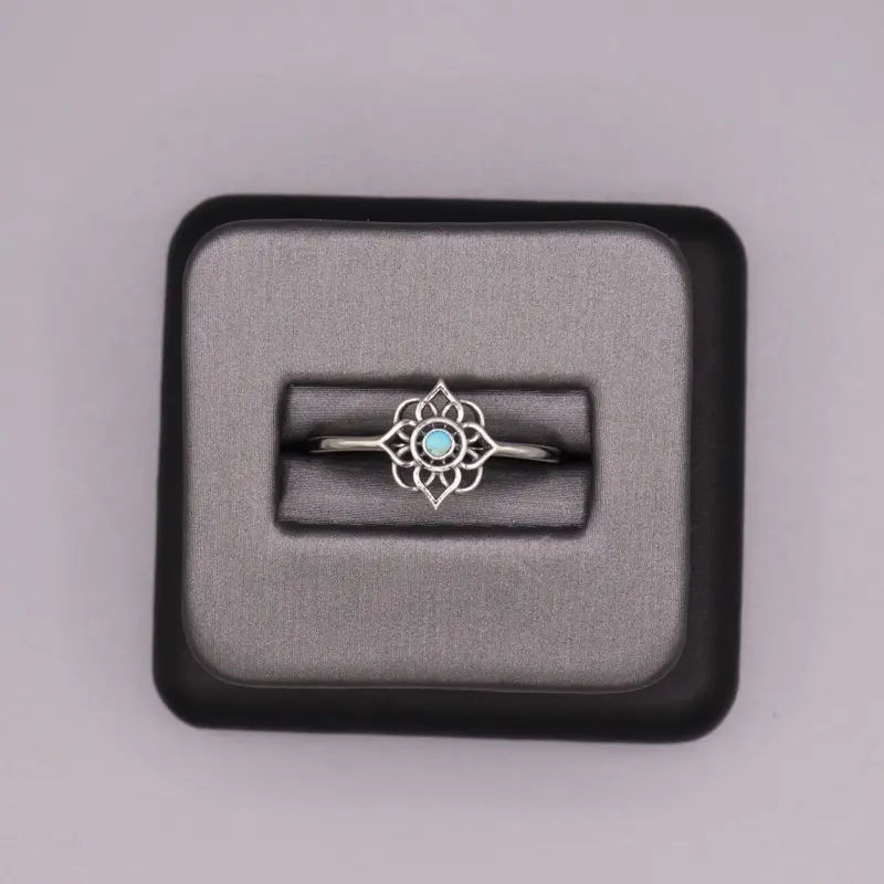 Sterling Silver Stone Ring - Turquoise Mandala