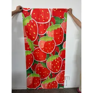 2D flat banner, 1pcVibrant Red Strawberry Background, Glossy Playful Overlapping Strawberry Pattern for TikTok Videos, Bright Red Green Yellow Fruit Decor Backdropgalentines party decor, valentine day decor, decorations for valentines day