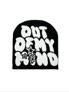 Autumn Winter Warm Letter Print Couple Knit Hat Y2K Fashion Versatile Casual Streetwear Cap, Fitted Style for Fall & Winter Seasons Fashion Matching High Quality Hat