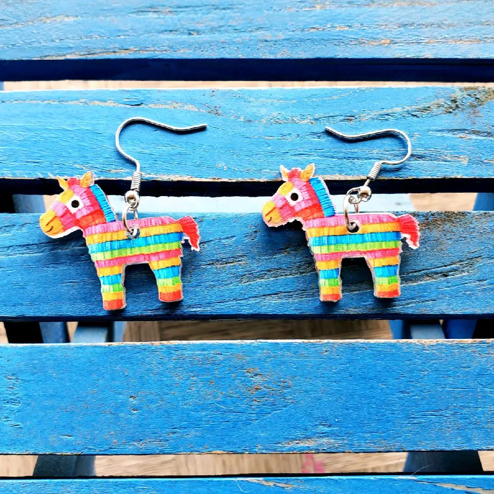 #49 Colorful Piñata Earrings | Fiesta Acrylic Dangle Earrings | Cinco de Mayo Party Jewelry | Fun Handmade Statement Earrings | Gift for Her