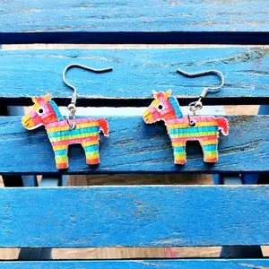 #49 Colorful Piñata Earrings | Fiesta Acrylic Dangle Earrings | Cinco de Mayo Party Jewelry | Fun Handmade Statement Earrings | Gift for Her