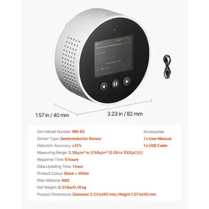 VEVOR Radon Air Quality Meter Detector for Home 3.3Bq/m to 37kBq/m Battery Powered