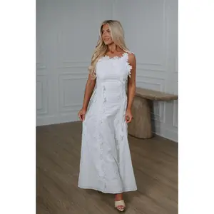 Selena Embroidered Maxi Dress-White