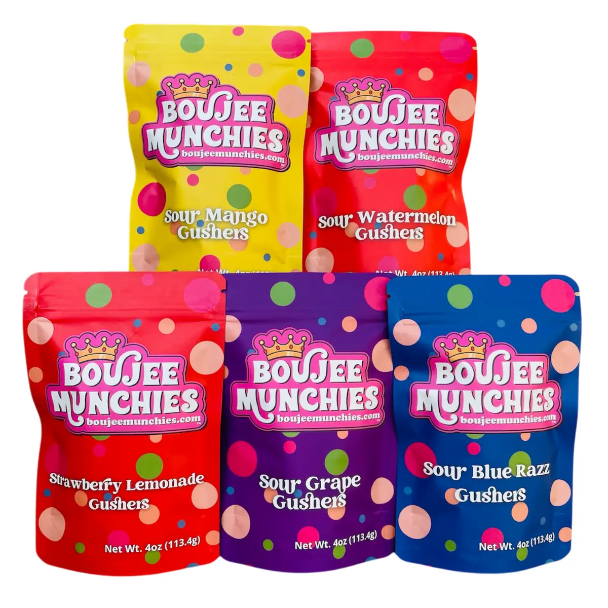 Boujee Munchies Sour Gushies Bundle - Watermelon - Blue Raspberry - Mango - Grape - Strawberry Lemonade Candy Sweet Candy Sweet