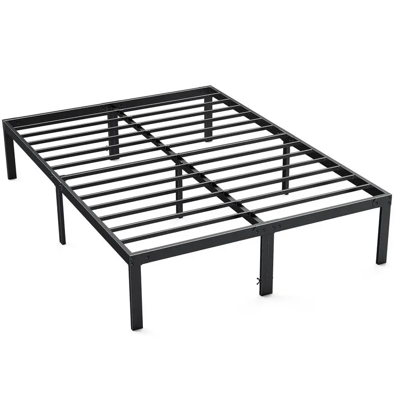 Full Size Heavy-Duty Metal Platform Bed Frame - 14-Inch Height, Sturdy Steel Slat Support, Under-Frame Storage Space, No Box Spring Required