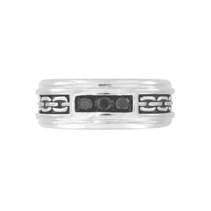 SilveRado™ for Mens 1/4 Carat T.W. Black Diamond Sterling Silver Textured Band Ring for Men