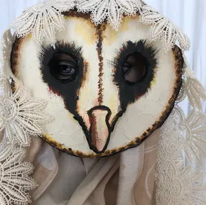 Barn Owl Mask – Adult Halloween Costume Prop | Creepy Paper Mache Bird Mask for Masquerade, Cosplay, and Costume Parties