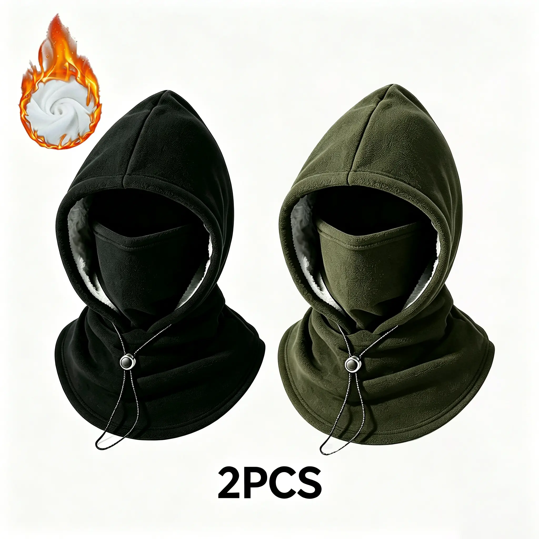 2-piece integrated flannel warm face mask and hat, windproof and warm for outdoor cycling, autumn and winter style, warm hat with neck visor.