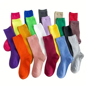 Women's Colorful Mid-Calf Socks 1 Pairs Knit Fabric Solid Color Machine Washable Basic Minimalist Bridal Wear