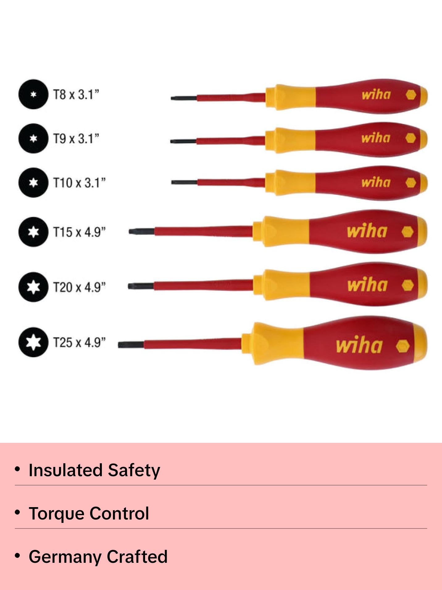 Wiha Tools 32590 Insulated TORX Screwdriver Set, 6 Pc.