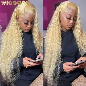 Wiggogo Blonde Lace Front Wig 613 Hd Lace Frontal Wig 13X6 Curly Lace Front Human Hair Wig 13X4 Deep Wave Frontal Wigs for Women wiggogo
