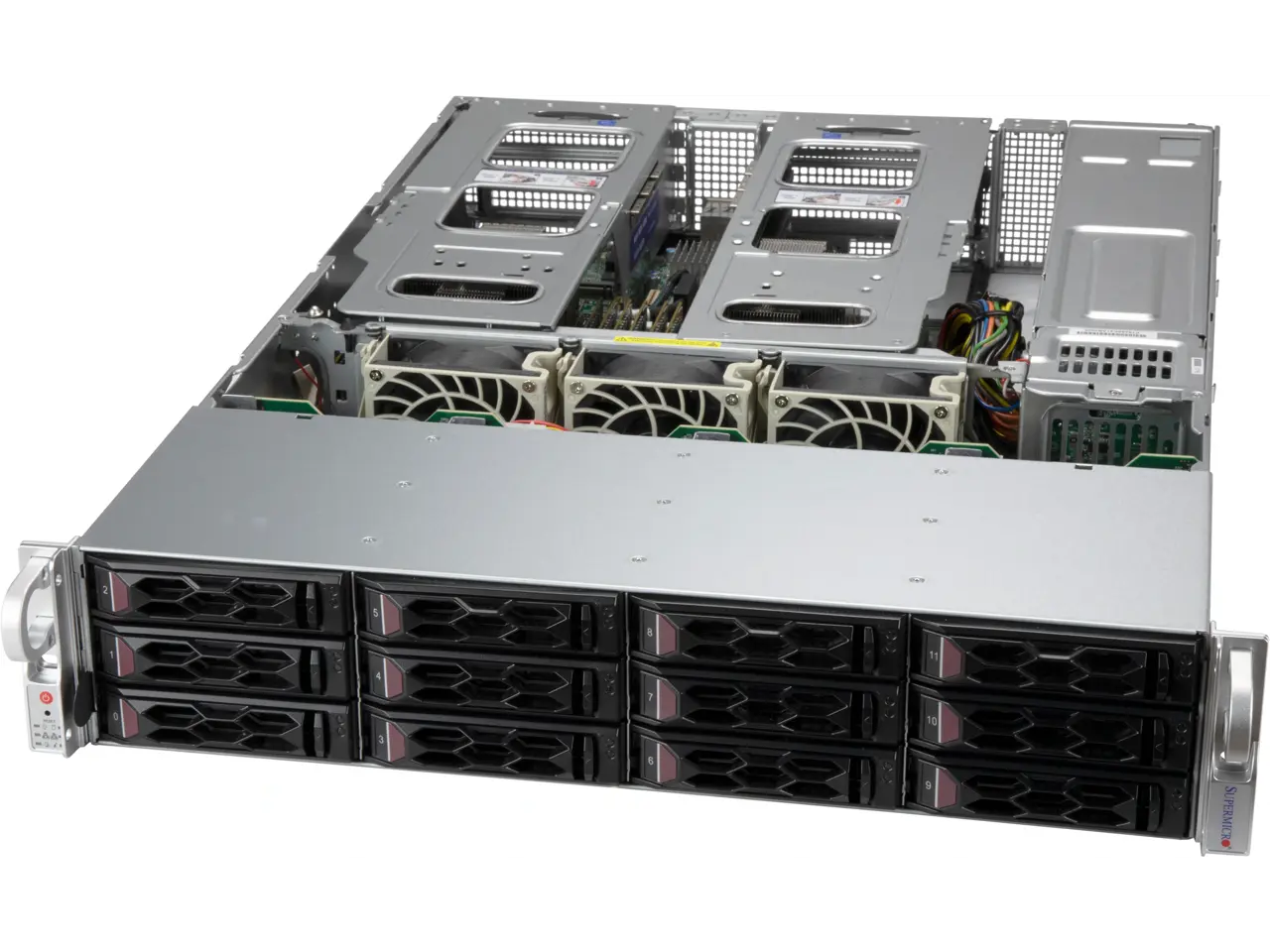 SUPERMICRO SuperChassis CSE-LA26AC12-R1K23AW Silver 2U Desktop Server Case 1200W Redundant