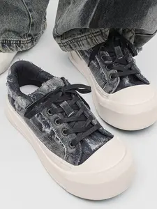 Vintage Graffiti Canvas Shoes, Thick Sole Platform Comfortable Casual Minimalist High-End, Thick Sole Height-Increasing High Top Canvas Shoes