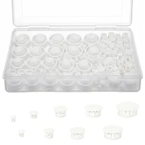 200Pcs Plastic Hole Plugs - 9-Size 1/5" 1/4" 5/16" 3/8" 1/2" 5/8" 3/4" 7/8" 1" Round Nylon Screw Hole Plug, Panel Knockout Locking Plugs, Insert End Caps for Furniture Kitchen Cabinet