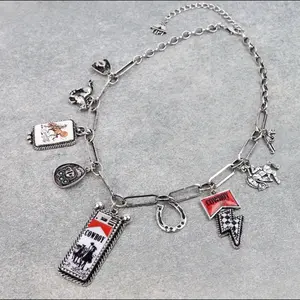 Western Cowboy Theme Charm Necklace