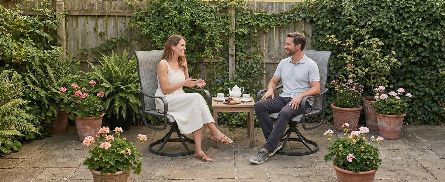 SOLVYA Rocking Bistro Chairs Set, All Weather Metal Outdoor Patio Chairs, Rocker Chairs for Backyard, Poolside, Garden, Balcony