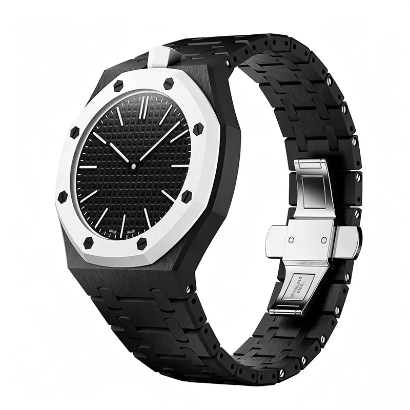 Multicolor Octagon Stainless Steel Quartz Watch For Men Women Candy Color Rubber Coated Steel Band Sport Wrist Watch Fashion Casual Dress Clock Gift For Teen Students Lovers