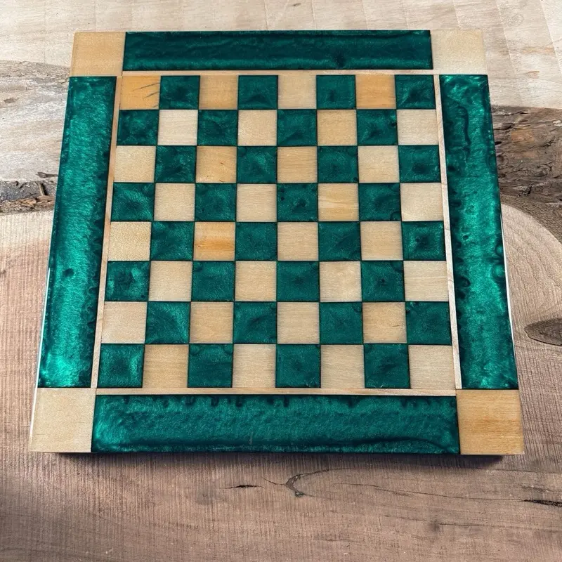 Emerald Green Maple Wood Chess Board (INCLUDES PIECES)