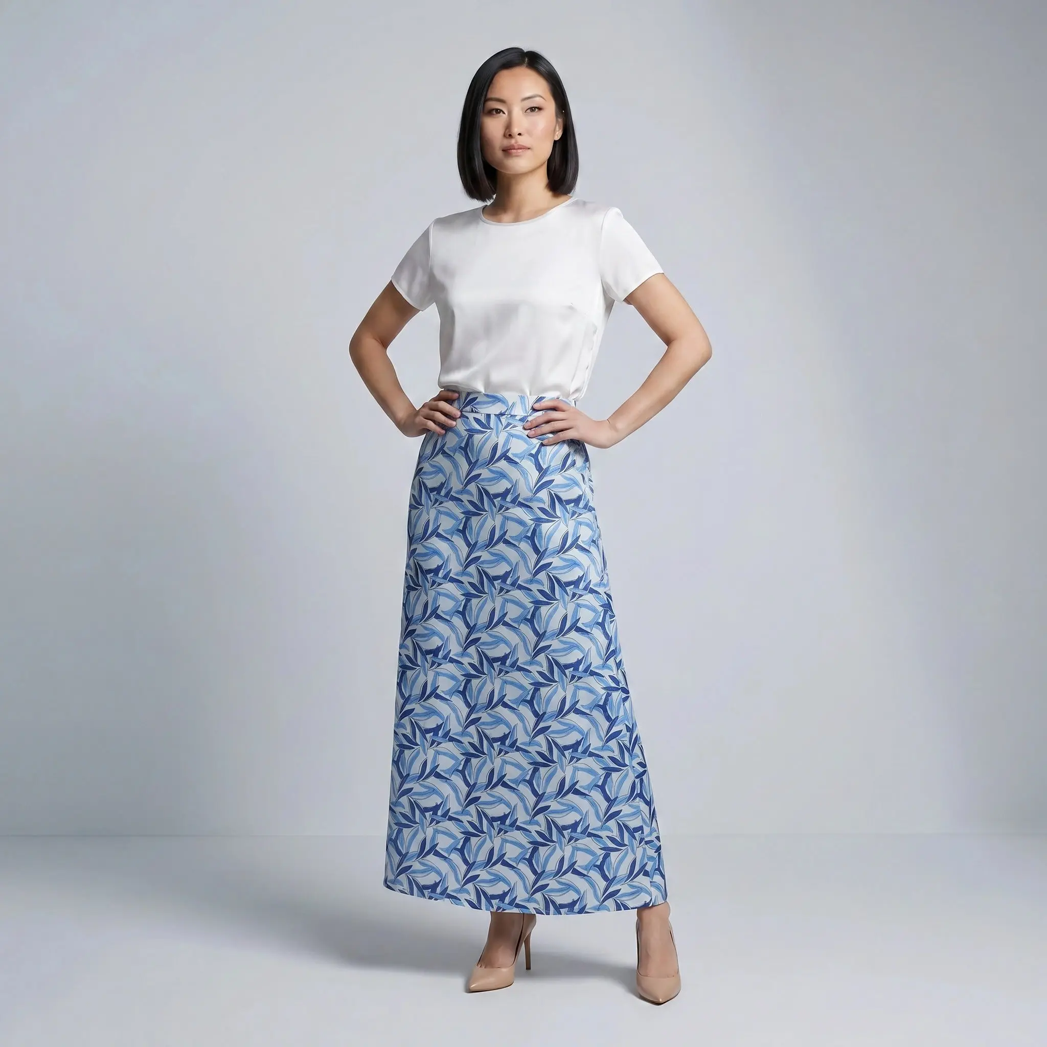 Paw Drazzel Boutique Women's Casual Wear, Tiered Construction, Flat Front Panel, Straight Hemline, Back Zipper, Straight Maxi Skirt